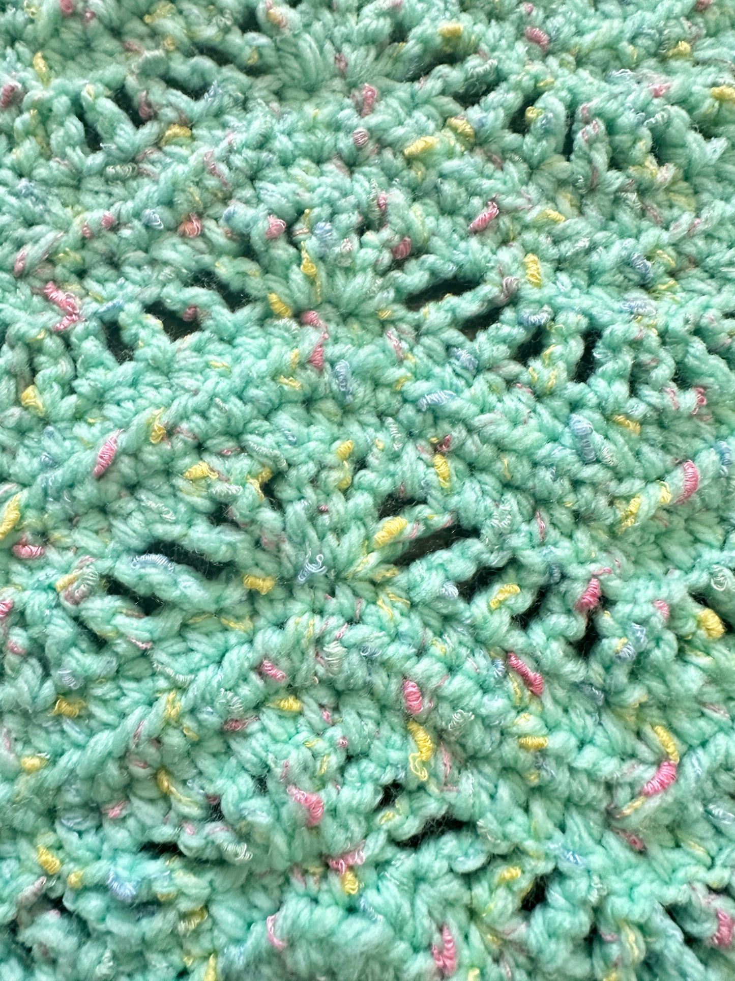 Mint Confetti Hand-Crocheted Baby Afghan & Hat - 29" x 32" by Nancy Stratman