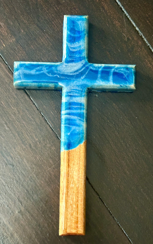 Blue Resin Cross - Ideal Gift for Baptism or First Communion by Becky Polster