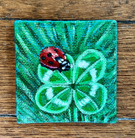 Ladybug on 4-Leaf Clover Magnet