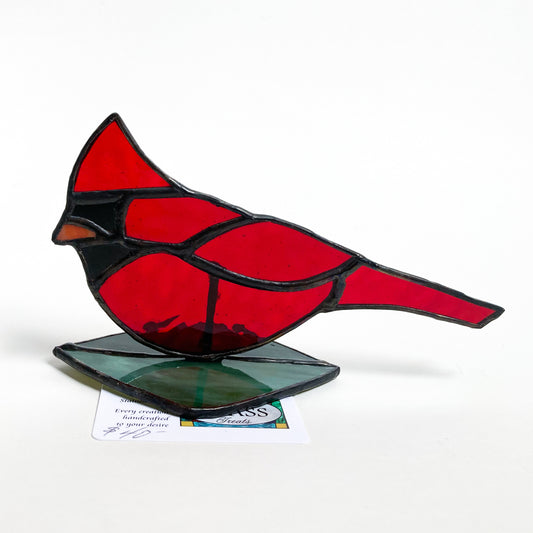 Stained Glass Cardinal on Leaf by Lynn Holland