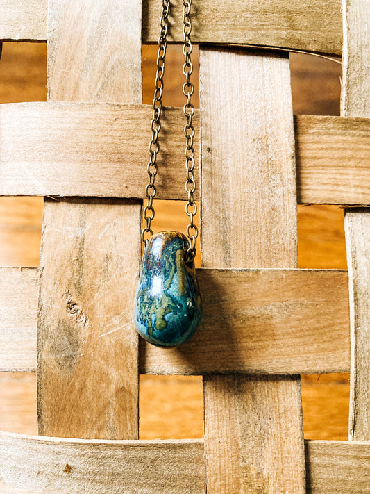 Brown/Blue Stone Drop Necklace by Rebecca Merder