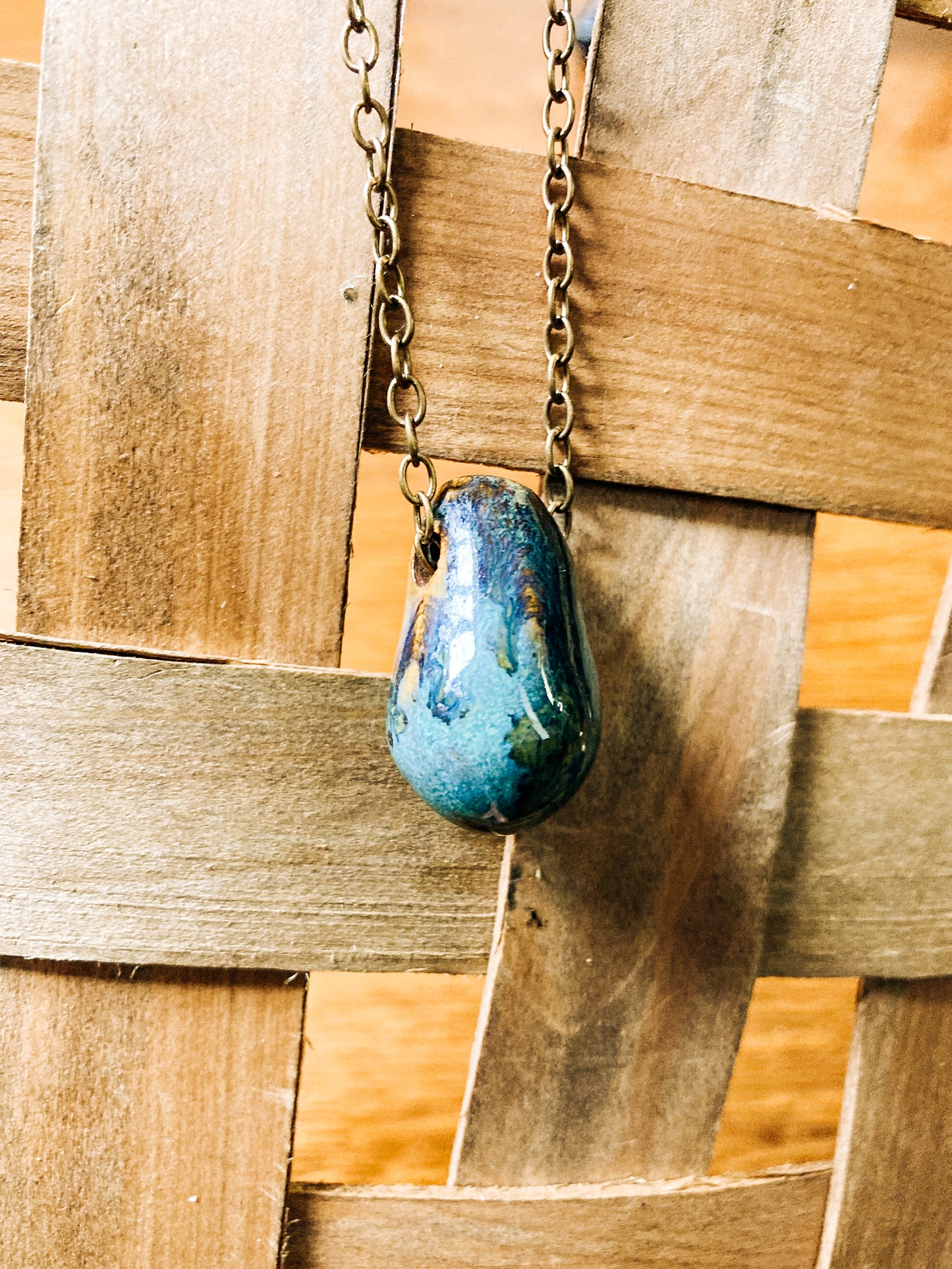 Brown/Blue Stone Drop Necklace by Rebecca Merder