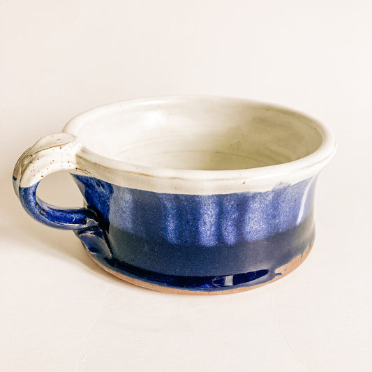 Blue and White Soup Mug - 6" Wide x 3" Tall, Perfect for Hot Soups by Rosemary Chamberlain
