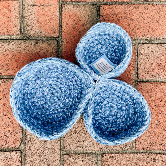 Blue Crochet Nesting Containers - Set of 3 by Kristy Fritz