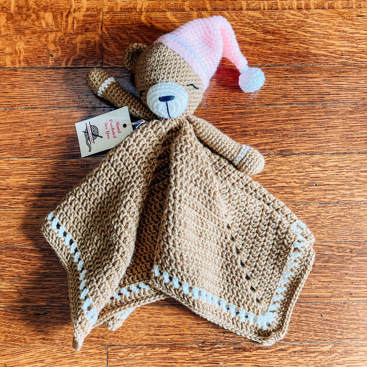 Crocheted Bear Lovey - Pink