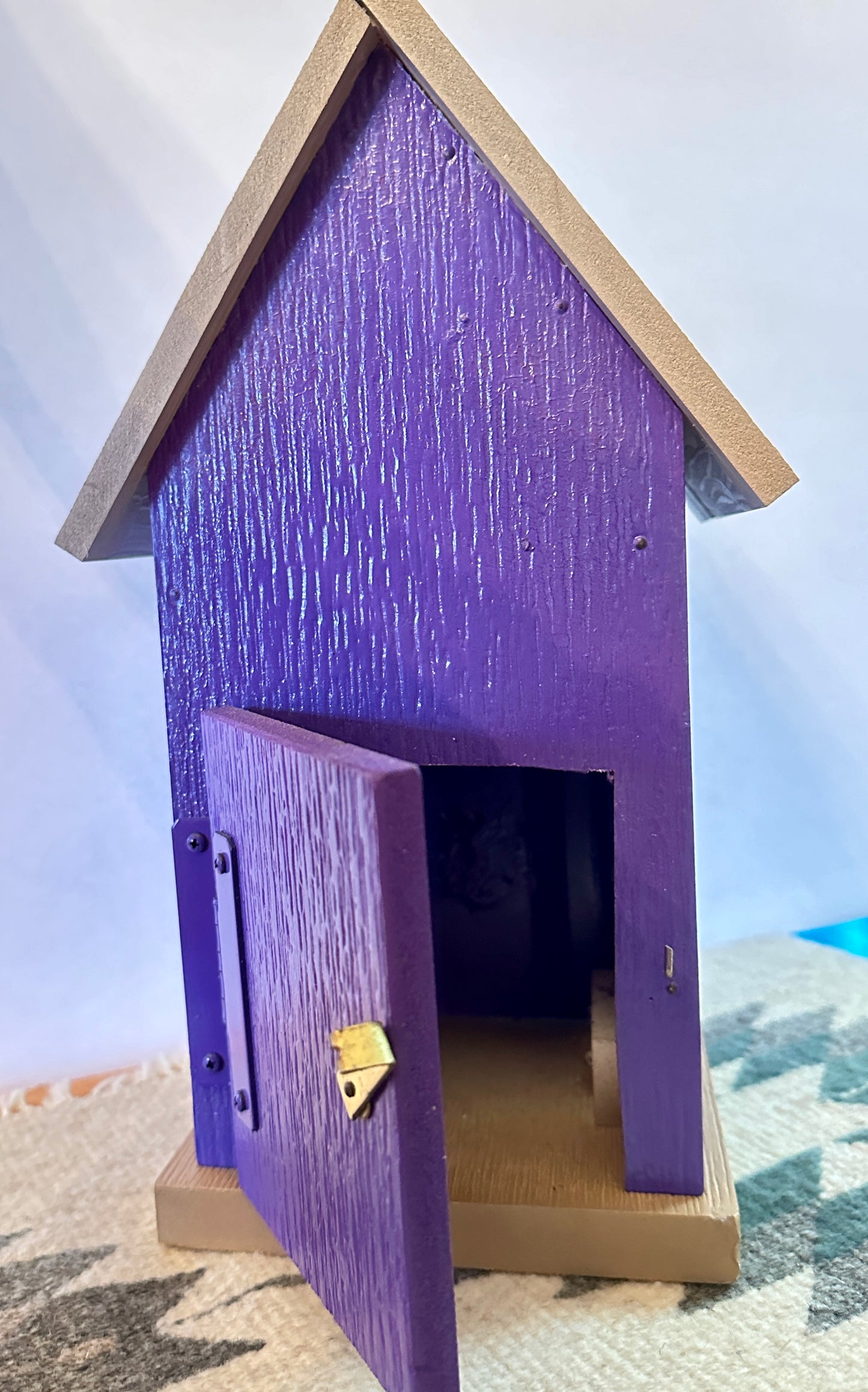 Repurposed Birdhouse - Purple House with Crystal Door Knob, by Richard Mohr