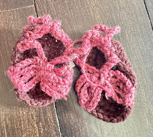 Pink Crocheted Infant Sandals by Artist Nancy Stratman