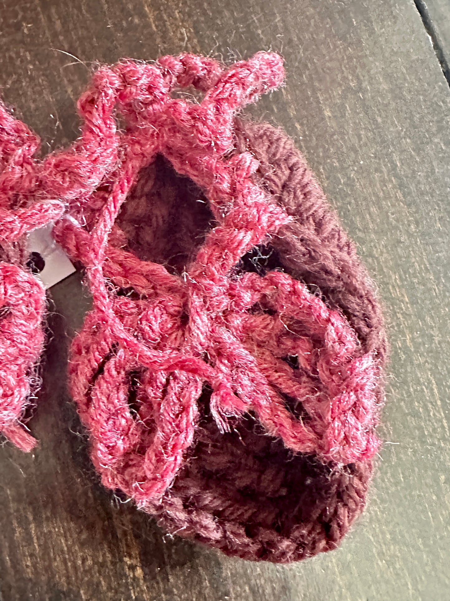 Pink Crocheted Infant Sandals by Artist Nancy Stratman