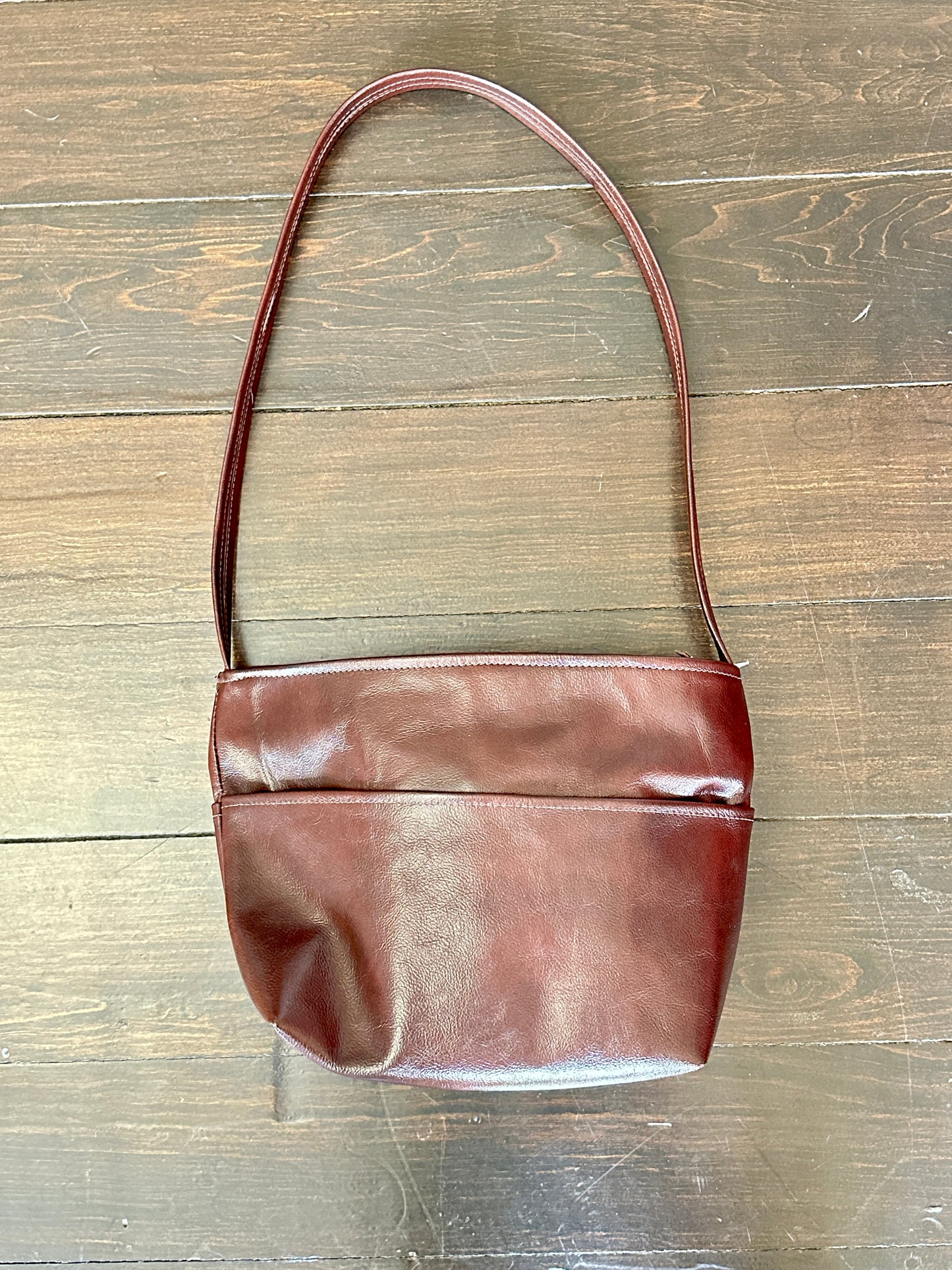 Brown Faux Leather Shoulder Bag - Nancy Stratman