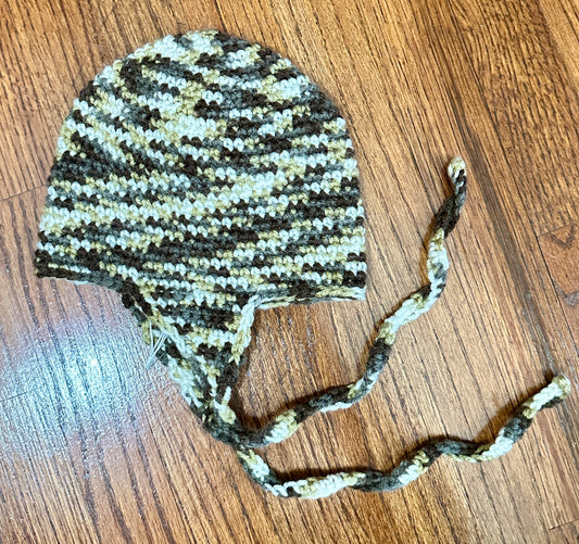 Boy's Flap Ear Hat - 6 Months, Crocheted by Nancy Stratman