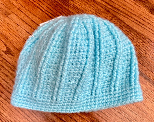Aqua Crocheted Adult Hat: Handcrafted by Nancy Stratman
