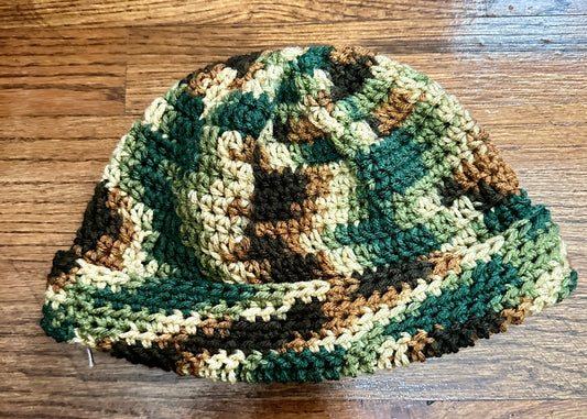 Camo Crocheted Adult Hat by Nancy Stratman