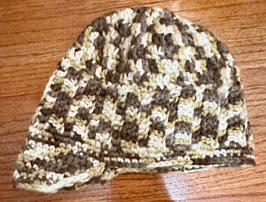 Boy's Crocheted Baseball Hat - Brown, 2-3T, Crocheted by Nancy Stratman
