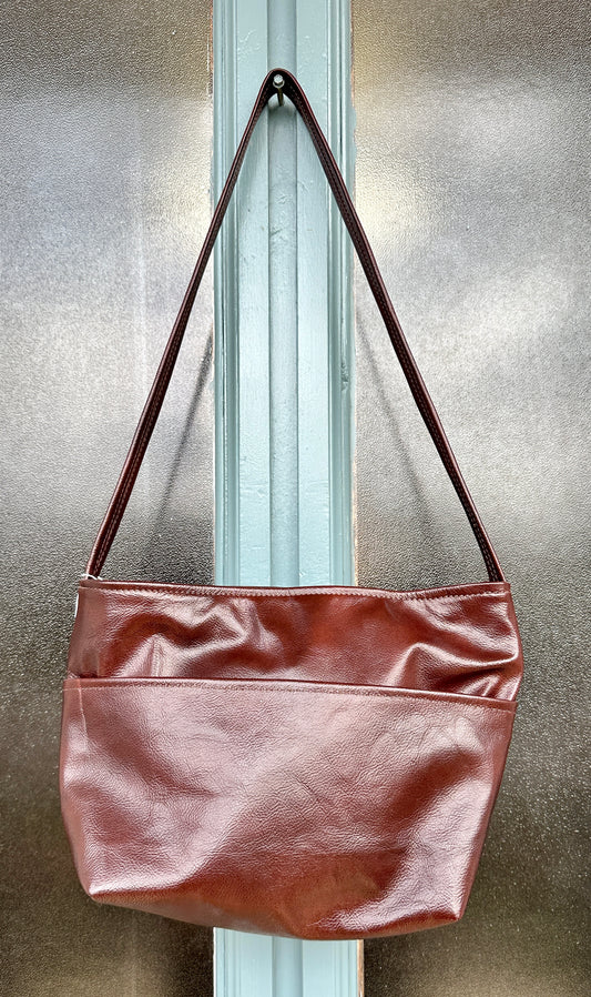 Brown Faux Leather Shoulder Bag - Nancy Stratman
