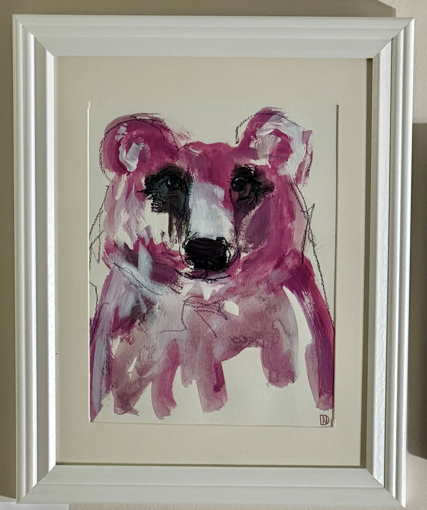 Bear by Artist Dianna Page Beck - Acrylic Oil Pastel on Paper, 9" x 12" Print (12" x 15" Framed)
