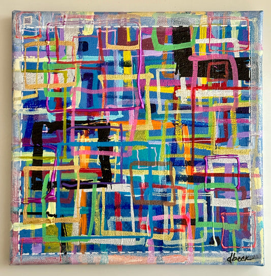 All Boxed In - 8x8 Inch Acrylic on Canvas Wall Art by Dianna Page Beck