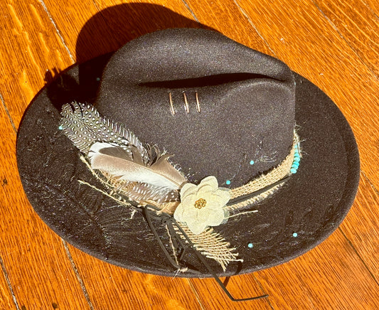 Wood Burned Rancher Hat