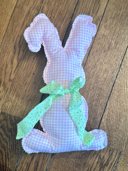 Hand-Sewn Pink Plaid Bunny by Kathy Foerster