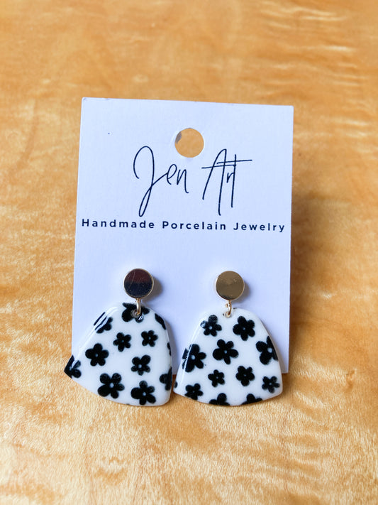 porcelain  Dangle Earrings with flower design