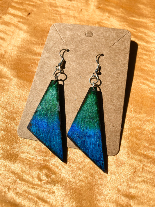 Blue and green Triangle Earrings