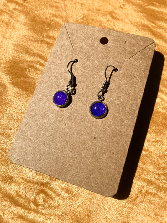 Alcohol Ink - small royal blue  earrings