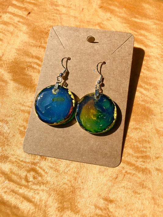 Blue and Gold Earrings