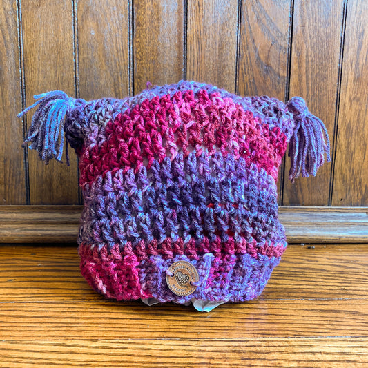 Child's Crochet Hat = Fushia and purple