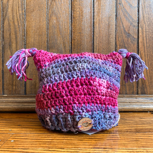 Child's crochet hat - Fushia and Purple