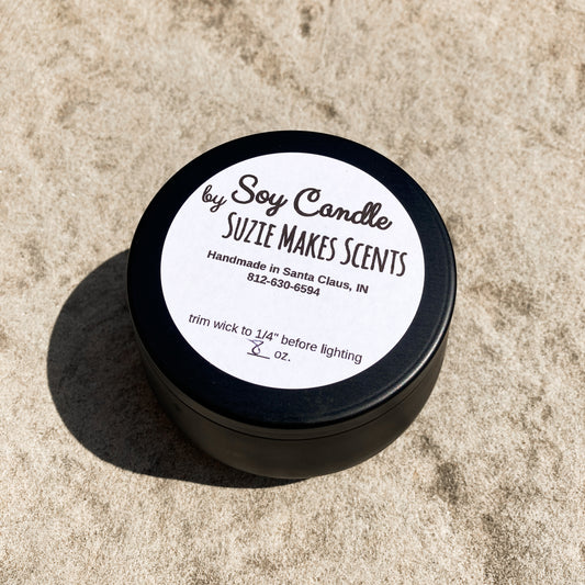 Soy Candle in a rounded black tin with a lid - The Man Cave