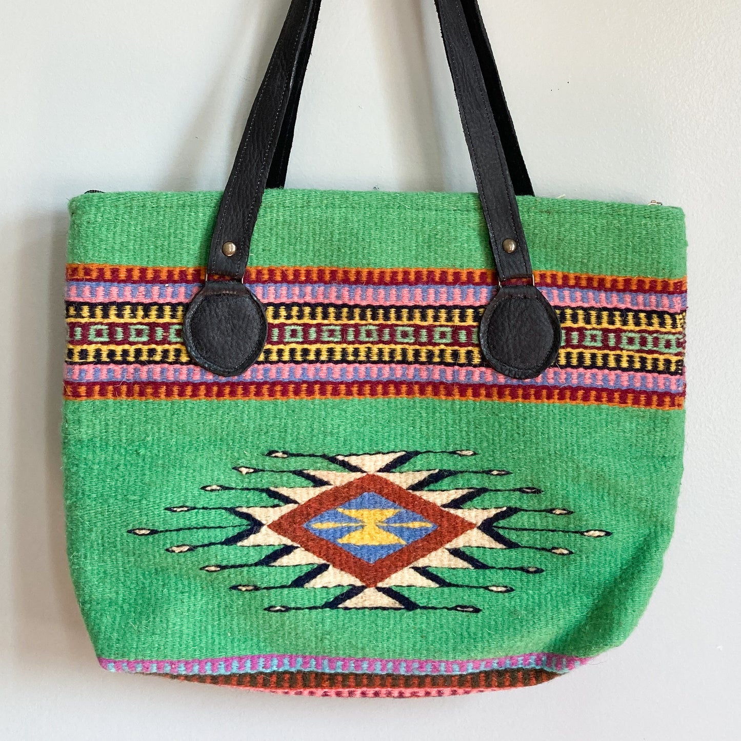 Handwoven Large Shoulder Bag with Leather Strap