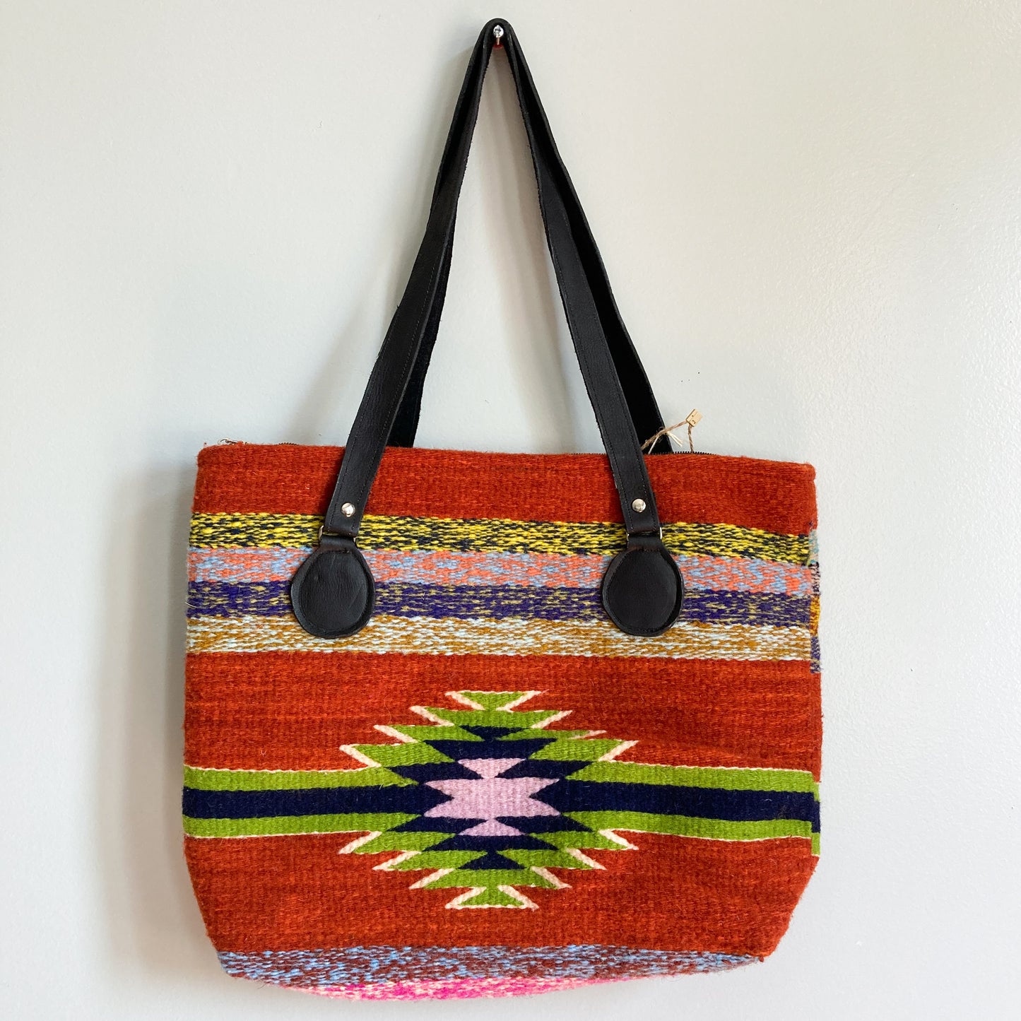 Handwoven Large Shoulder Bag with Leather Strap