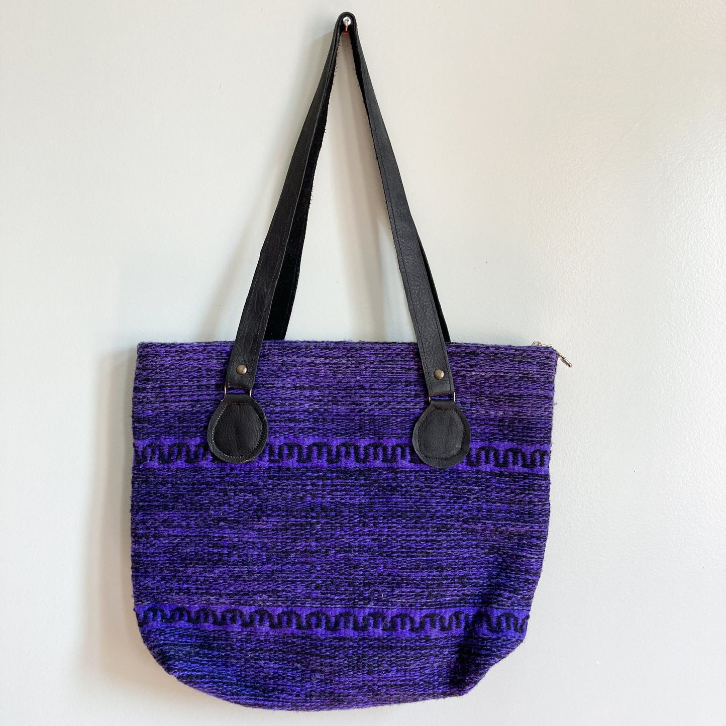 Handwoven Large Shoulder Bag with Leather Strap