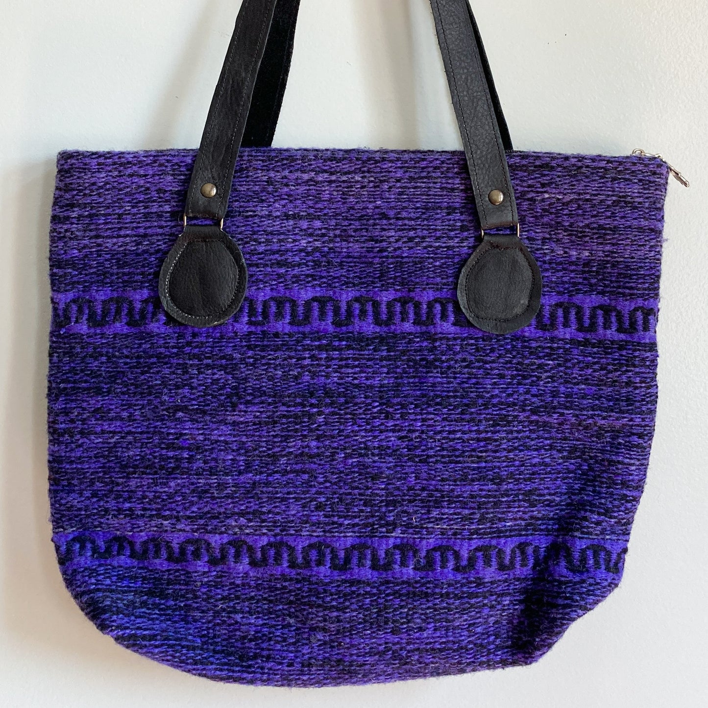 Handwoven Large Shoulder Bag with Leather Strap