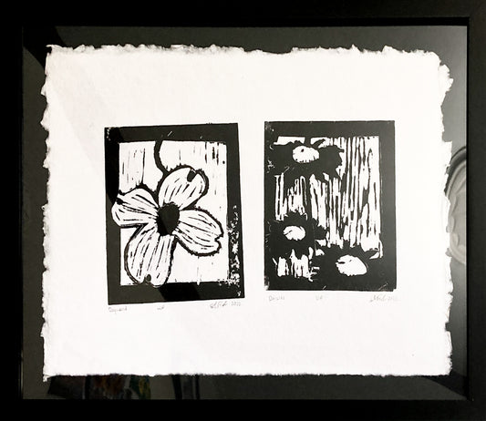 Dogwood & Daisies- Black and White Print