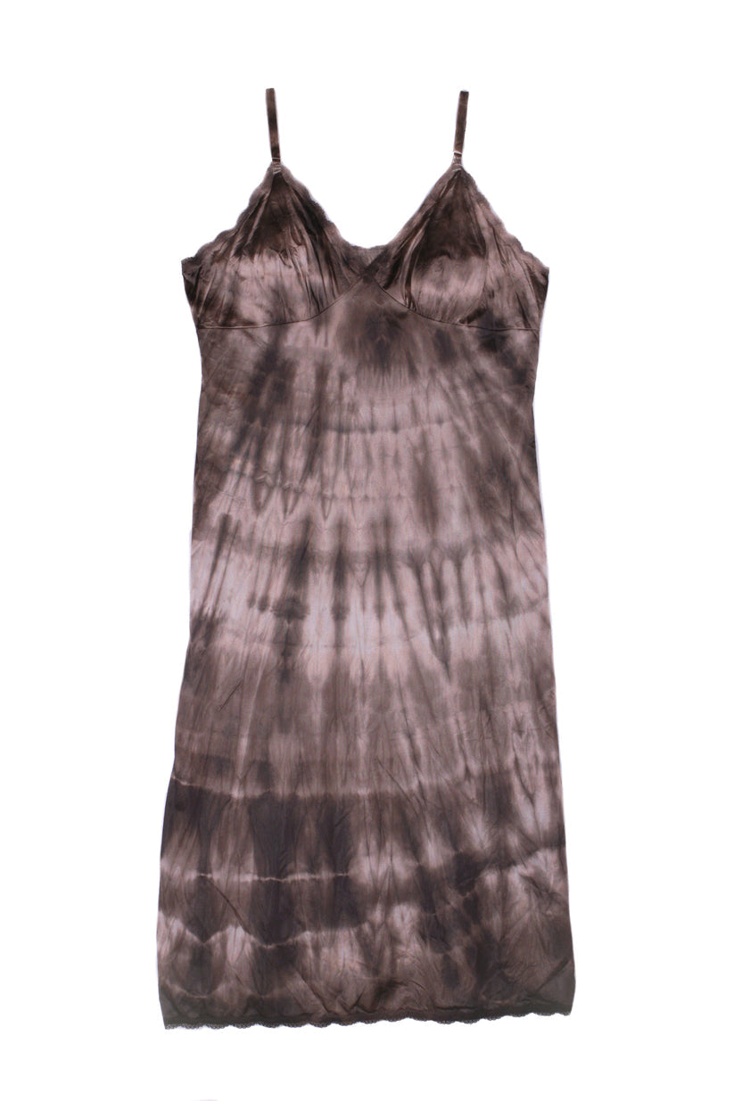 Tie Dye Vintage Slip Dress Light Brown