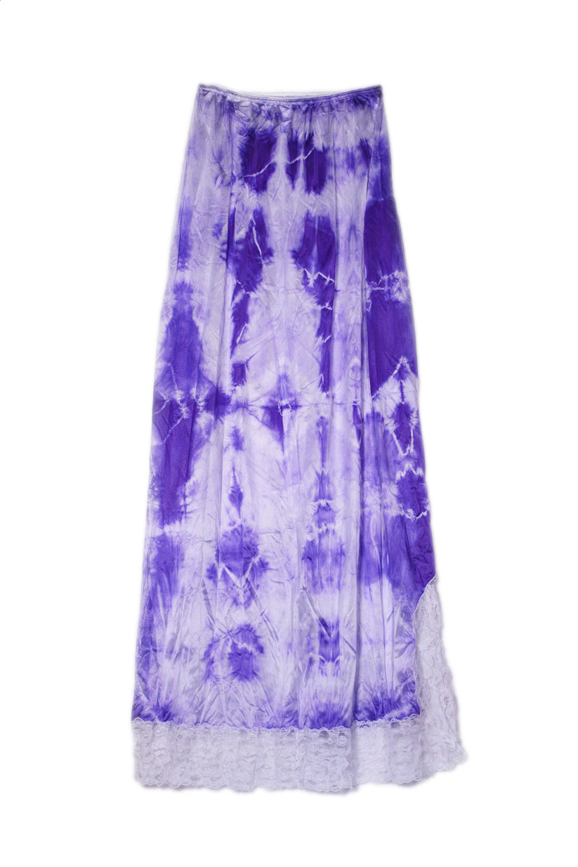 Purple/White Tie Dye Long Vintage Slip Skirt