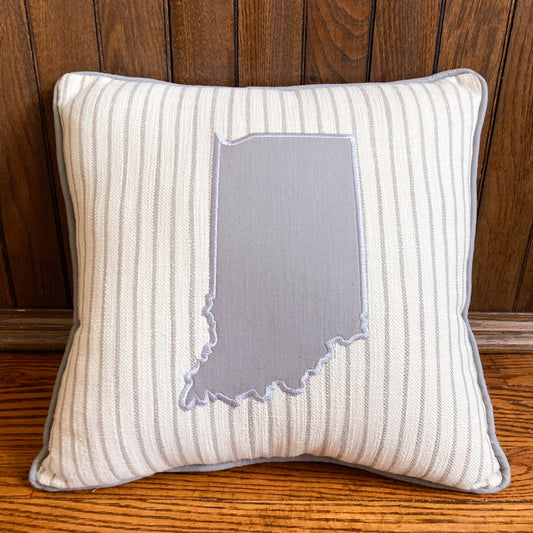 Grey Indiana State Striped Pillow