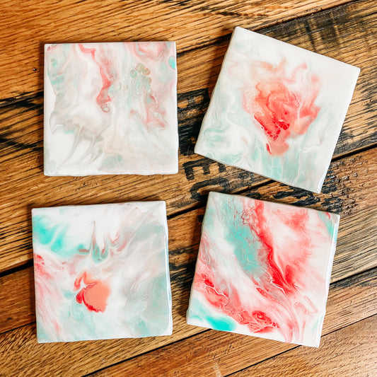 Red and Green Resin Coasters