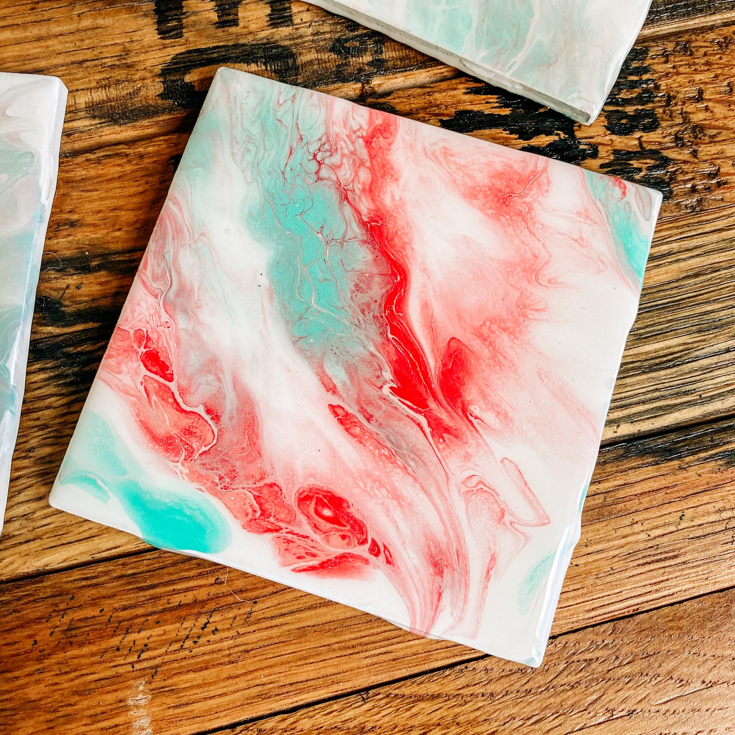 Red and Green Resin Coasters