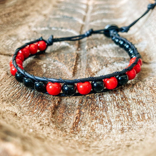 Red and black bead bracelet