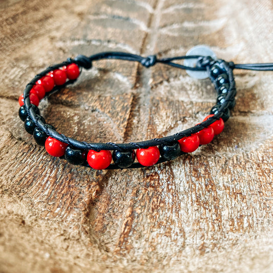 Red and black bead bracelet