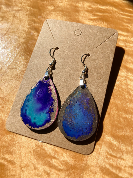 Alcohol Ink Tear Drop Earring