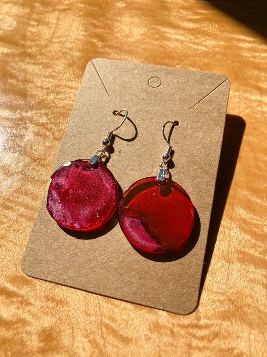 Alcohol Ink Round Earrings