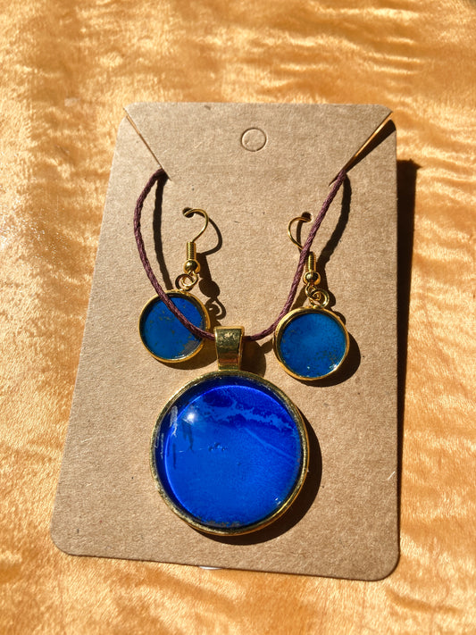 Alcohol Ink Pendant and Earrings