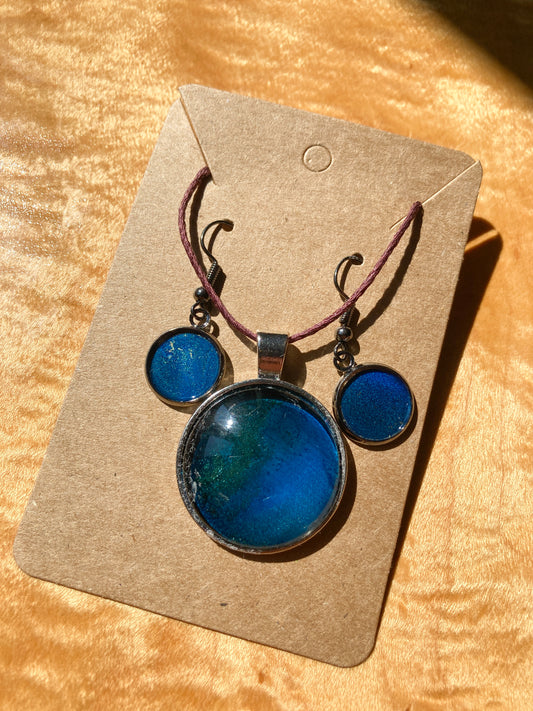 Alcohol Ink Pendant and Earrings