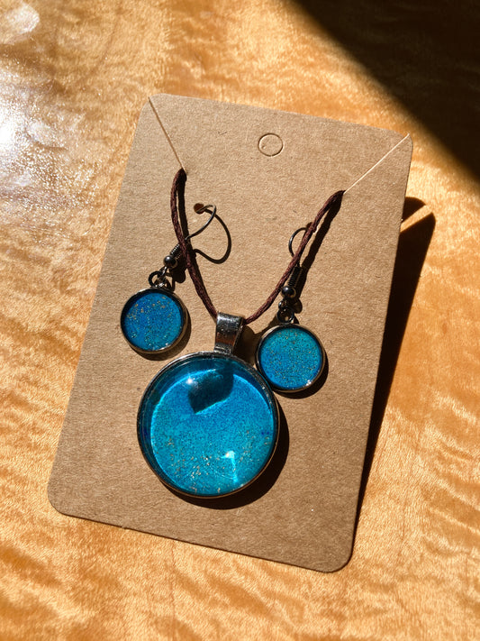 Alcohol Ink Pendant and Earrings