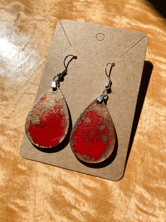 Alcohol Ink Tear Drop Earring