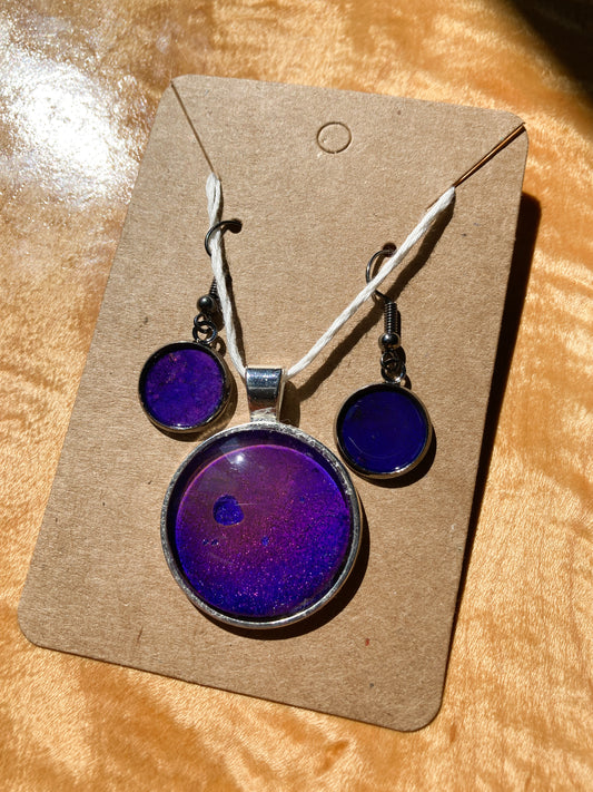 Alcohol Ink Pendant and Earrings