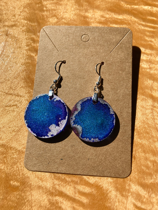 Alcohol Ink Round  Earrings